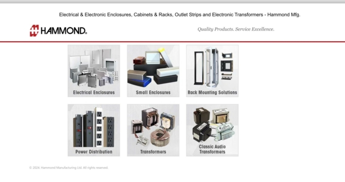 Hammond Electrical Enclosures Website Homepage Photo